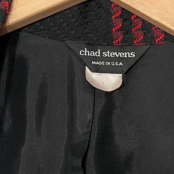 Chad Stevens Size Large Red Black Plaid Jacket Blazer Academia Clueless Preppy - Picture 4 of 12